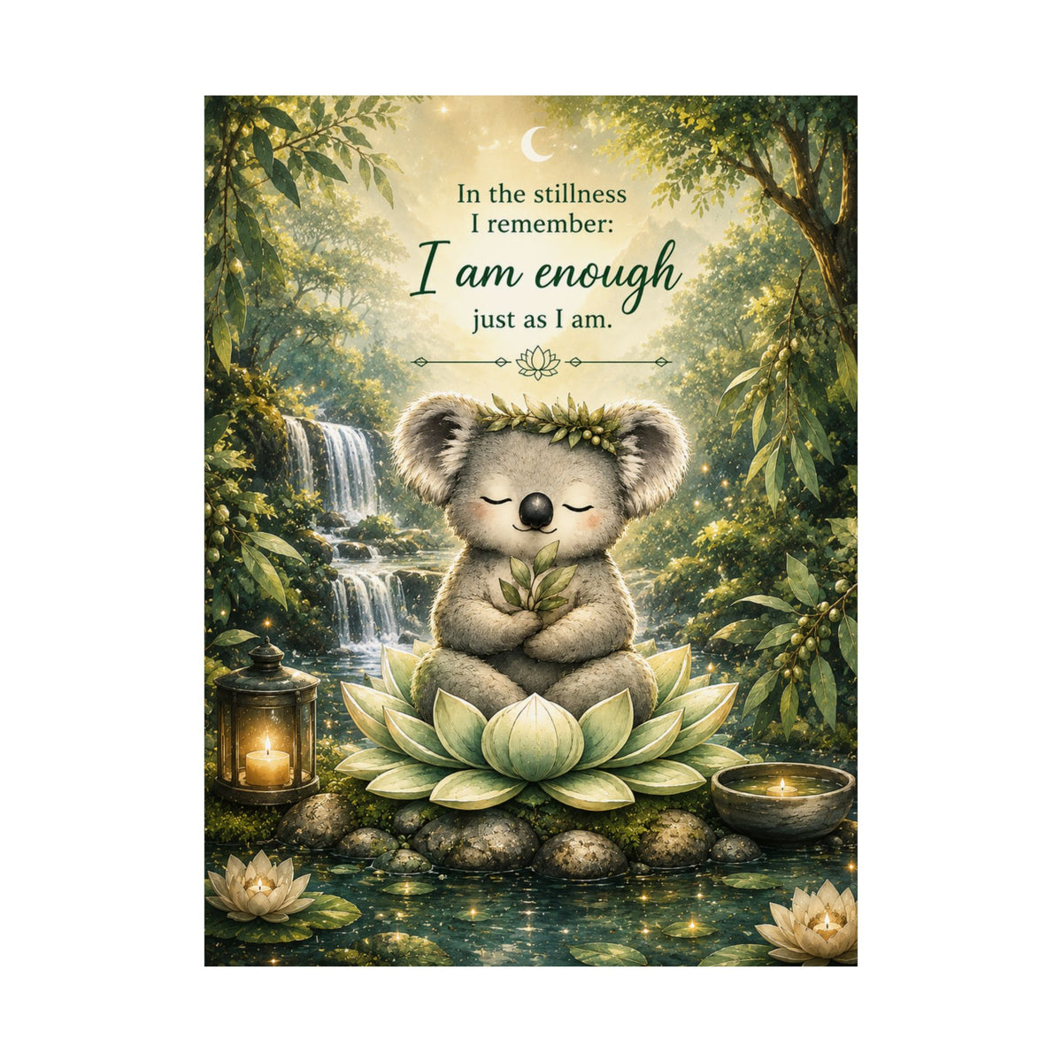 Bodhi the Peaceful Koala Inspirational Poster | Mindfulness & Self-Acceptance Wall Art