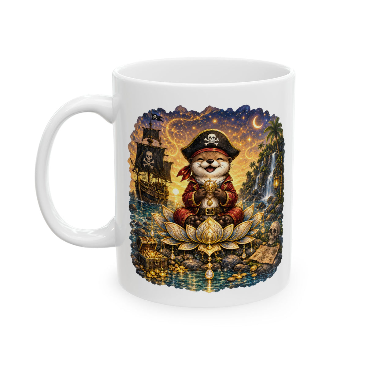 Sunny the Pirate Otter Mug – Cute Halloween Otter Coffee Mug | Wickedly Zen Ceramic Mug | Pirate Animal Gift