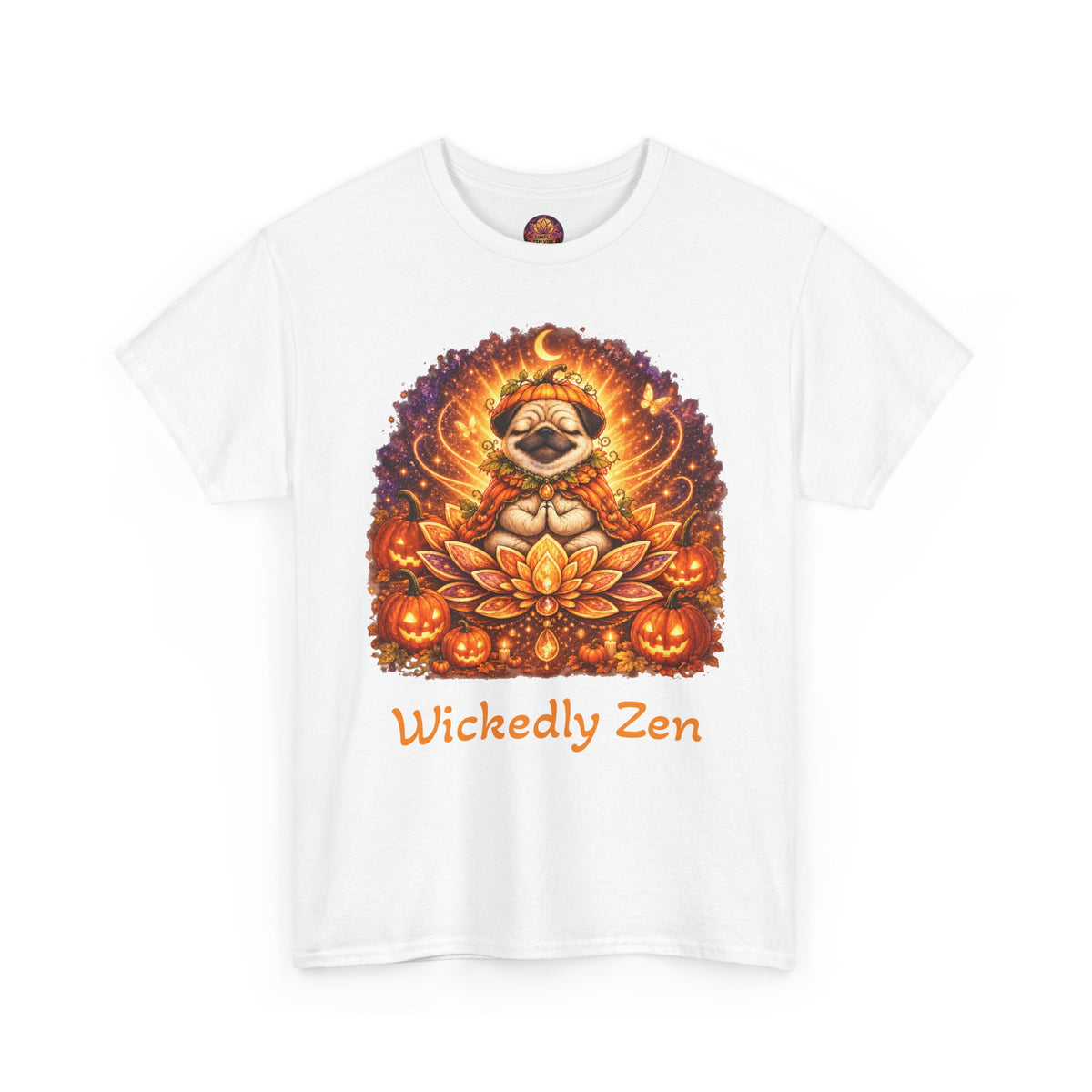 Biscuit the Pumpkin Spirit Pug Halloween T-Shirt | Wickedly Zen