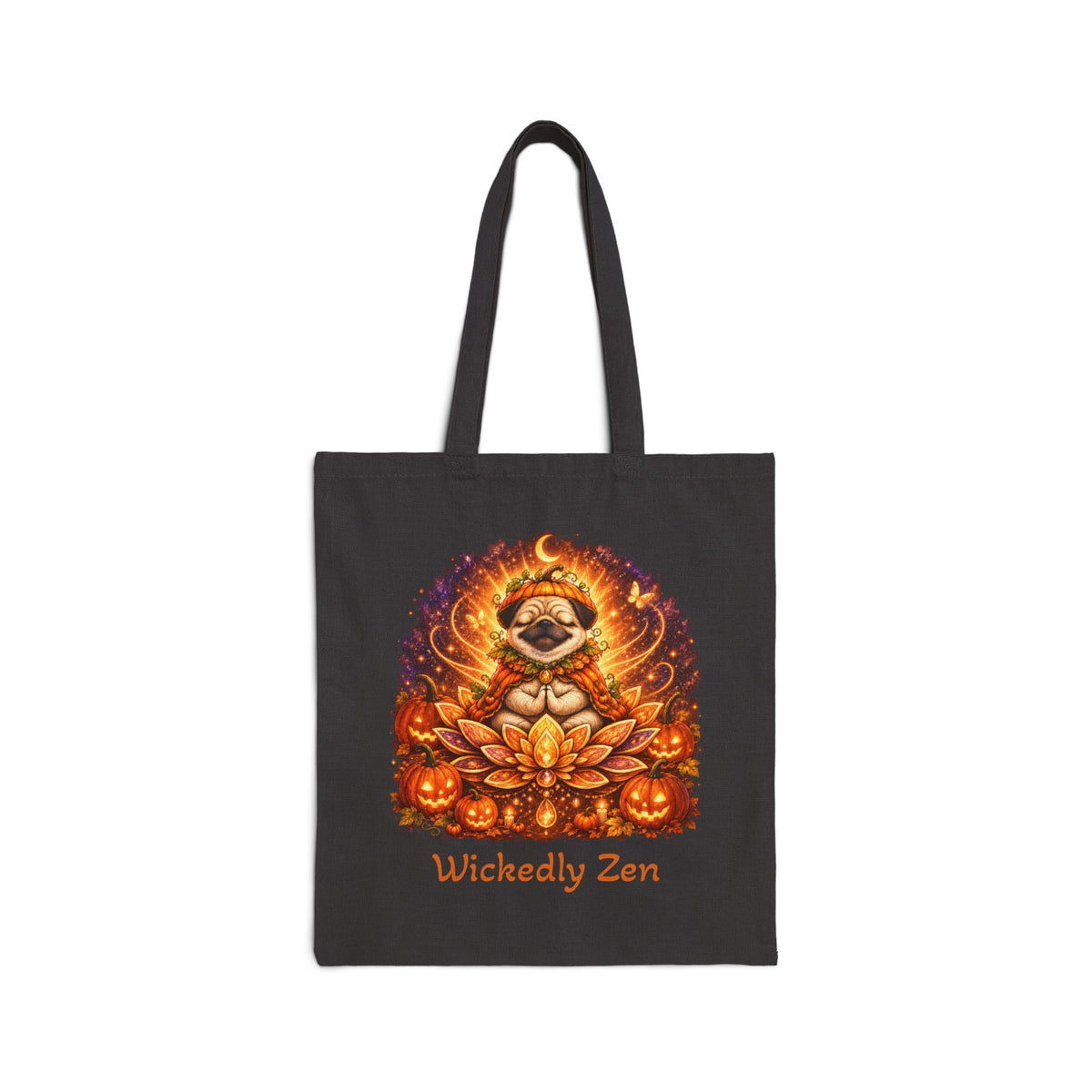 Biscuit the Pumpkin Spirit Tote Bag – Cute Halloween Pug Wickedly Zen Canvas Tote