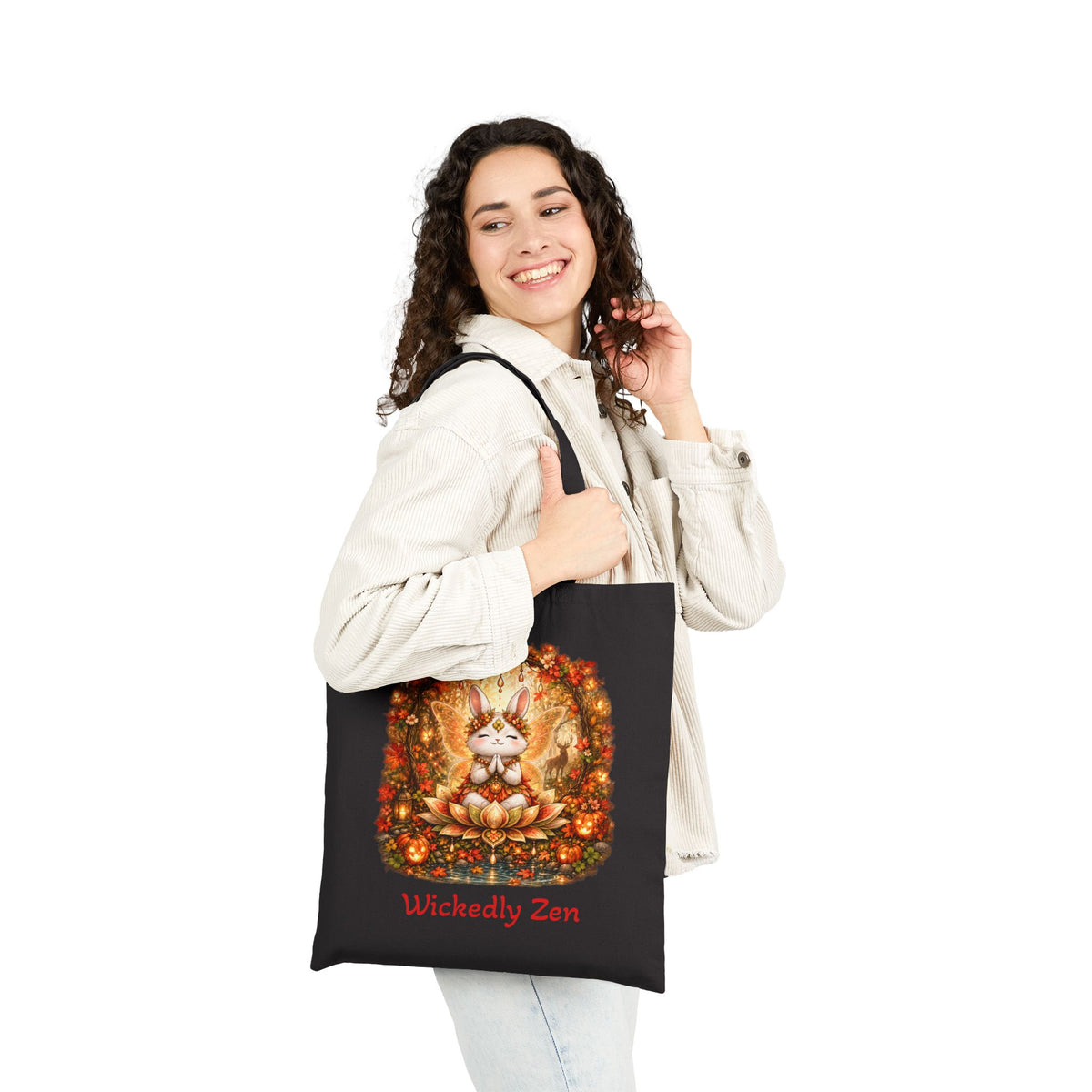 Clover the Autumn Fairy Bunny Tote Bag – Cute Halloween Wickedly Zen Canvas Tote