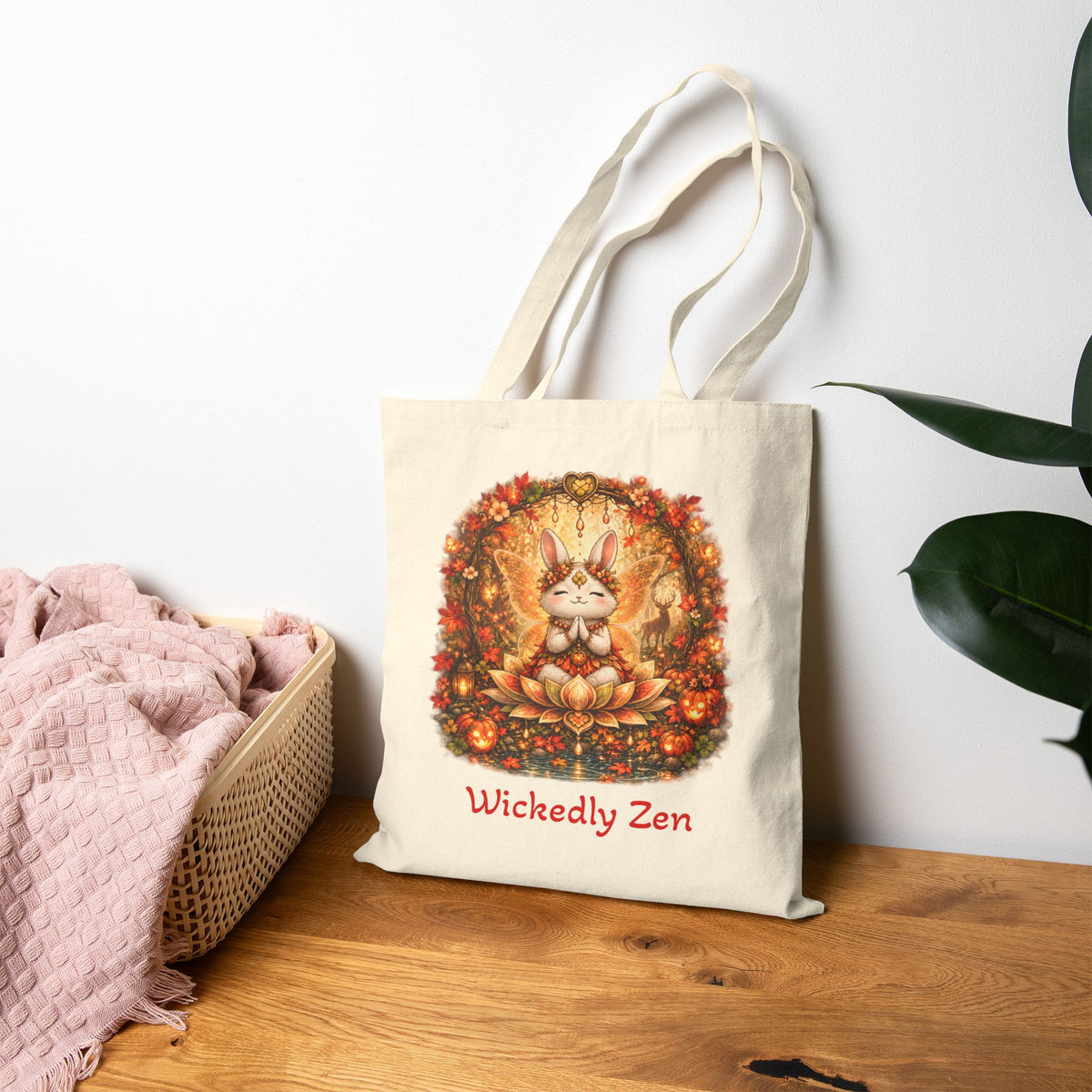 Clover the Autumn Fairy Bunny Tote Bag – Cute Halloween Wickedly Zen Canvas Tote