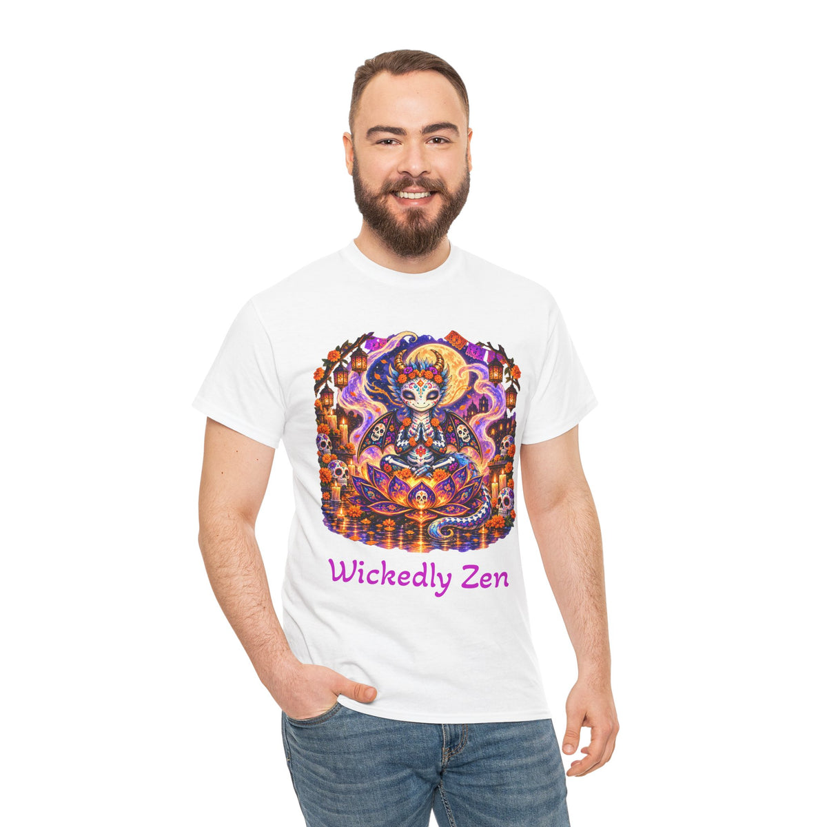 Zephyr the Día de los Muertos Dragon T-Shirt — Wickedly Zen Halloween Tee