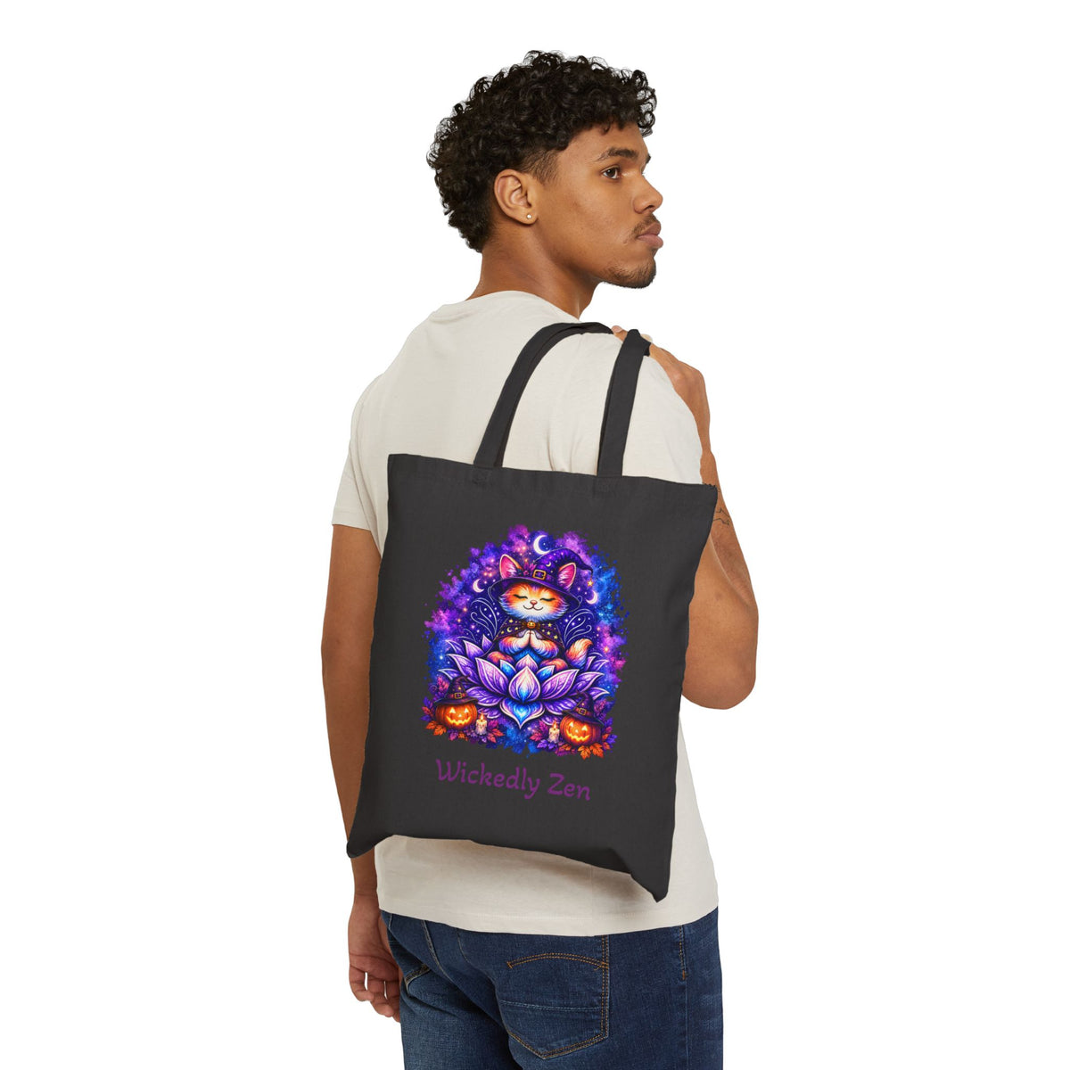 Luna the Witch Kitten Tote Bag – Cute Halloween Wickedly Zen Canvas Tote