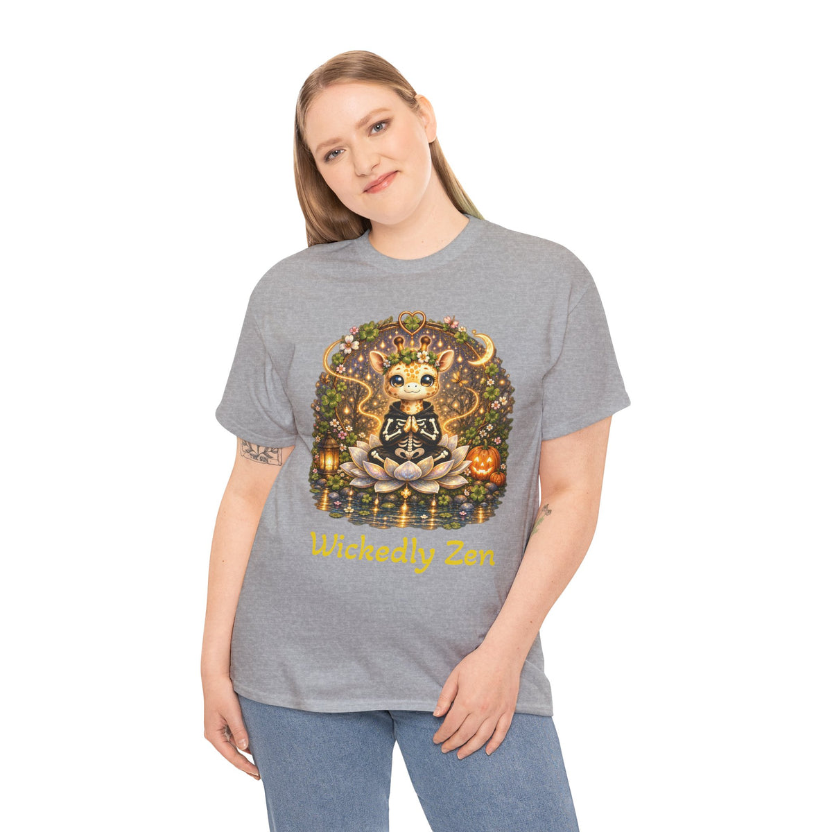 Juniper the Cute Skeleton Giraffe Halloween T-Shirt | Wickedly Zen