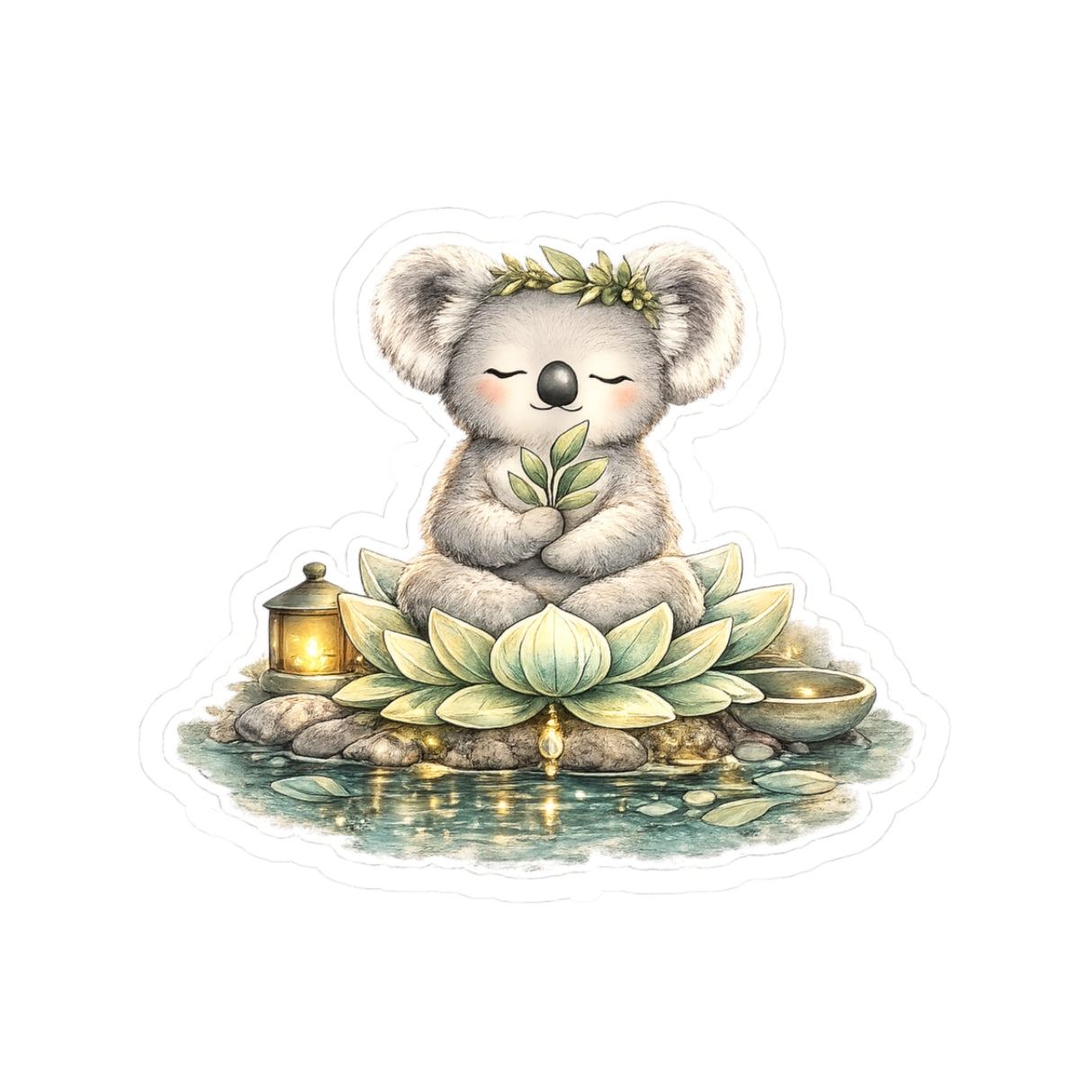 Bodhi the Peaceful Koala Kiss-Cut Sticker | Zen Lotus Mindfulness Sticker