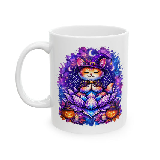 Luna the Witch Kitten Mug – Cute Halloween Cat Coffee Mug | Wickedly Zen Ceramic Mug | Witchy Cat Gift
