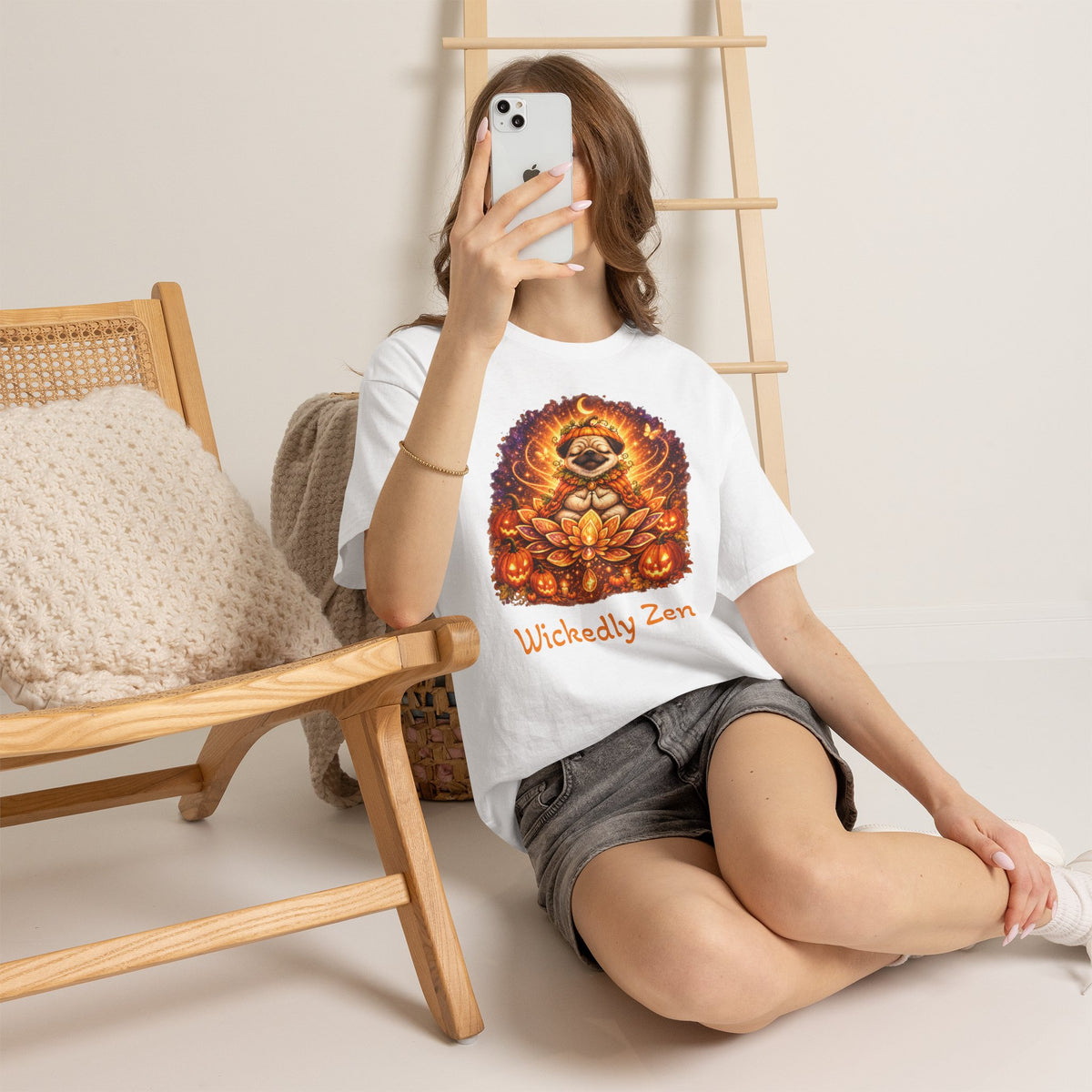 Biscuit the Pumpkin Spirit Pug Halloween T-Shirt | Wickedly Zen