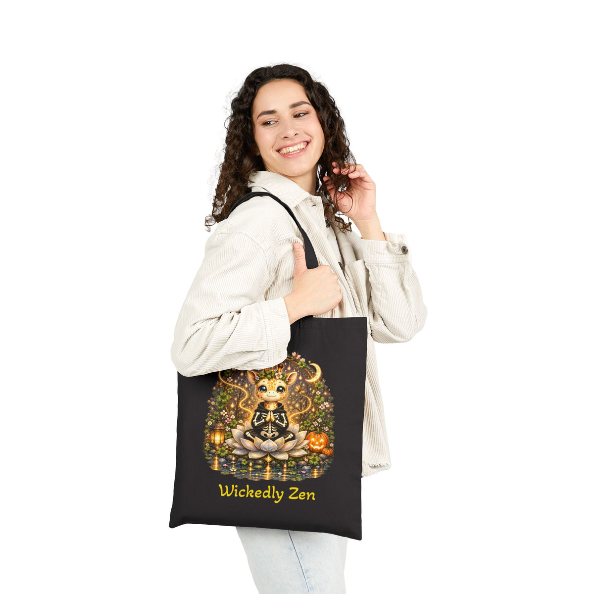 Juniper the Skeleton Giraffe Tote Bag – Cute Halloween Wickedly Zen Canvas Tote