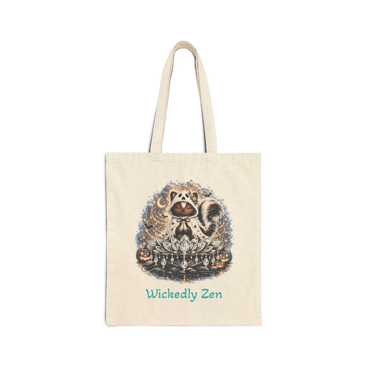 Sterling the Ghost Skunk Tote Bag – Cute Halloween Canvas Tote | Wickedly Zen