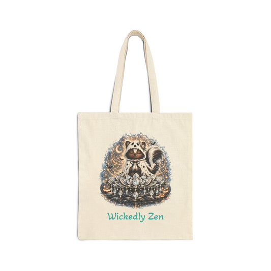 Sterling the Ghost Skunk Tote Bag – Cute Halloween Canvas Tote | Wickedly Zen