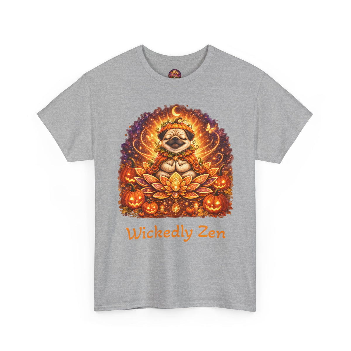 Biscuit the Pumpkin Spirit Pug Halloween T-Shirt | Wickedly Zen